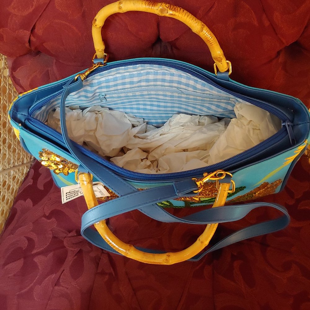 Canvas Purse with Beaded & Sequined Sunflowers NWT - Picture 5 of 5